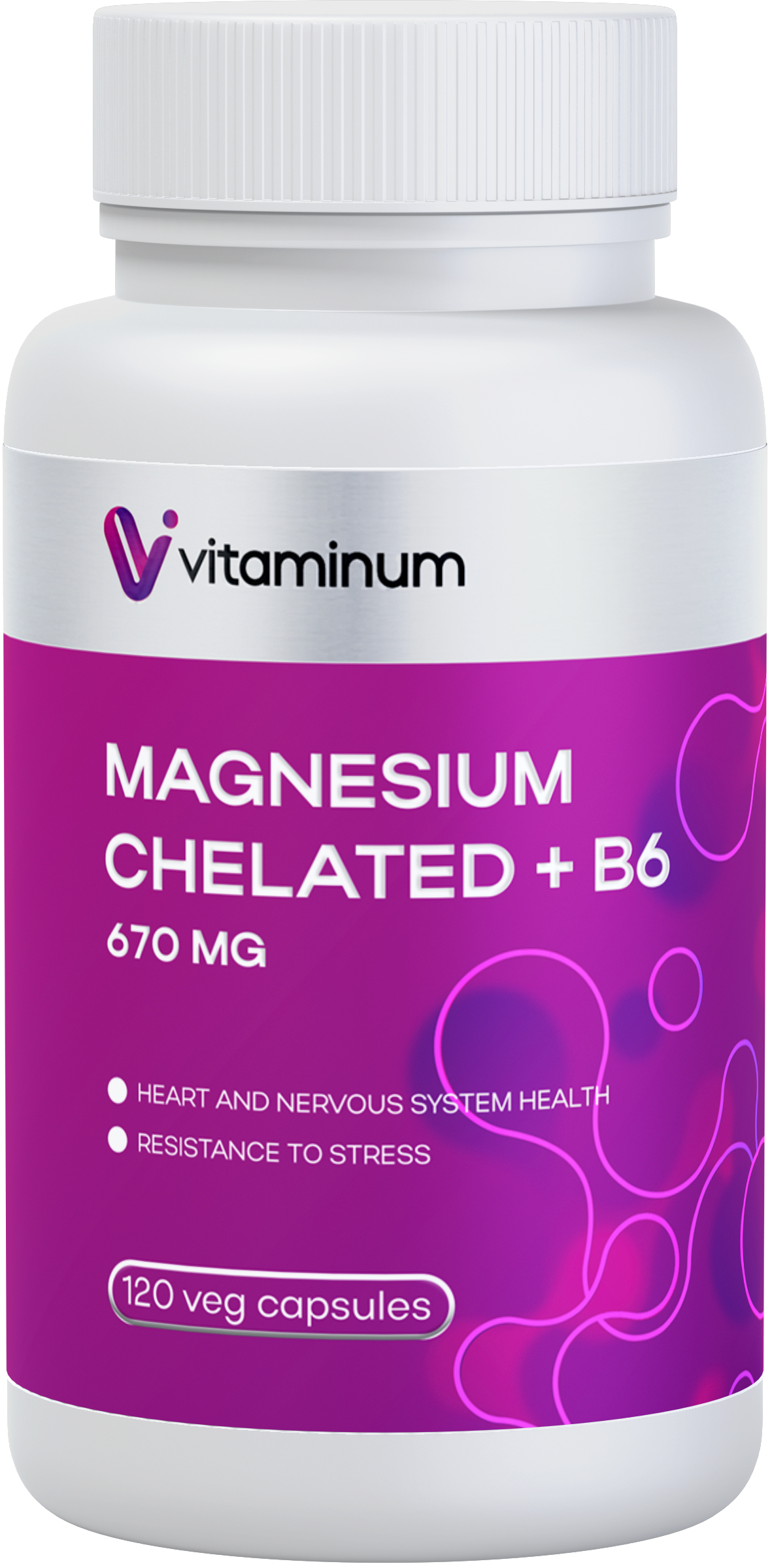  Vitaminum МАГНИЙ ХЕЛАТ + витамин В6 (670 MG) 120 капсул 800 мг  в Междуреченске